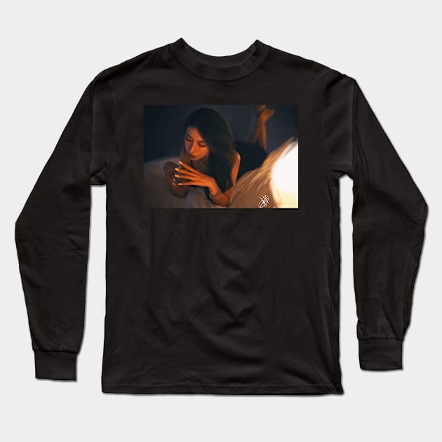 Longing - Oil on Canvas Painting Long Sleeve T-Shirt by Fallenzeaphine